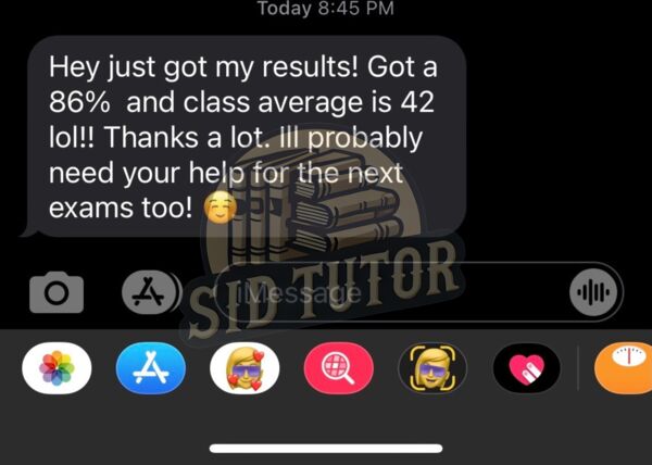 Student message: Got 86% when class average was 42, will need help for next exams too