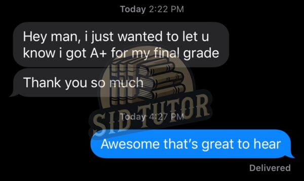 Student message: Got A+ for final grade