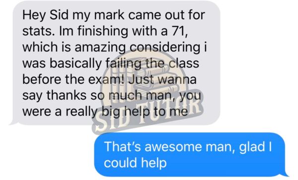 Student message: Finishing stats with a 71, was basically failing before